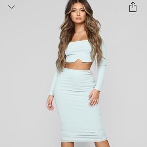 Fashion Nova Back to Basic Skirt Set - Sage